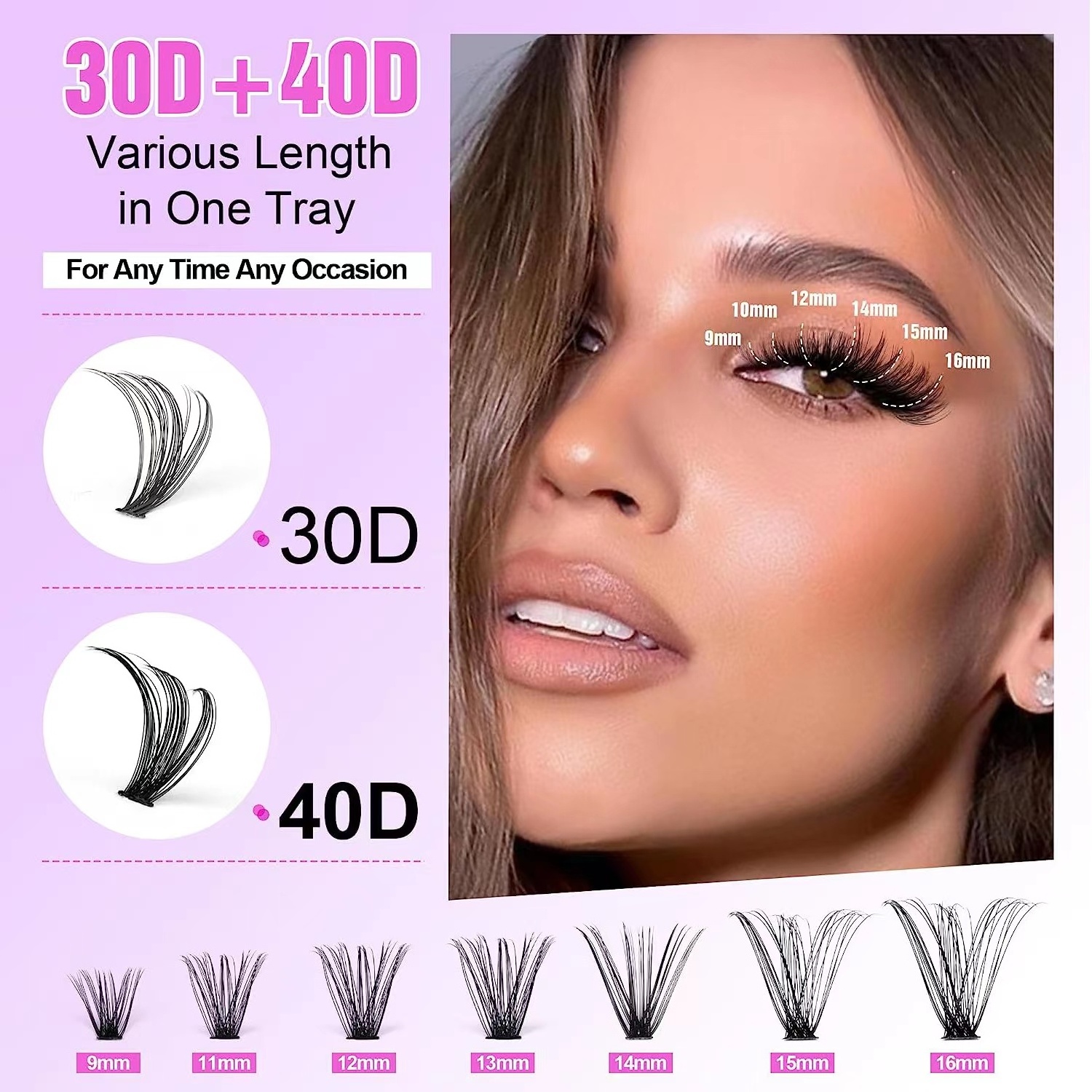 Alice No Glue Needed Adhesive Cluster Lashes Pre-Bond Technology Press-On Diy Lashes Long Lasting Superfine Band Segment Lash