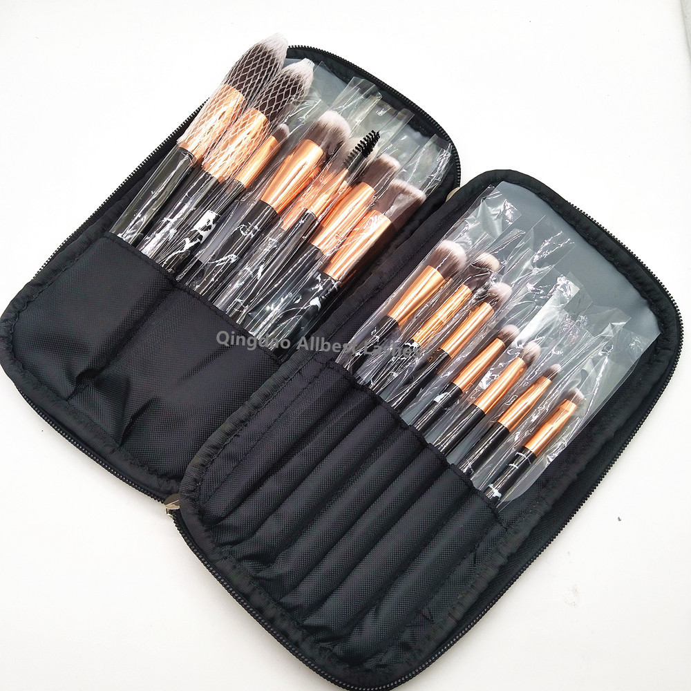 Makeup Brushes PU Bag Hot Sell Private Label Make up Brush Set Go Pro High Quality Marble with Marble 15pcs Marble White 3 Sets