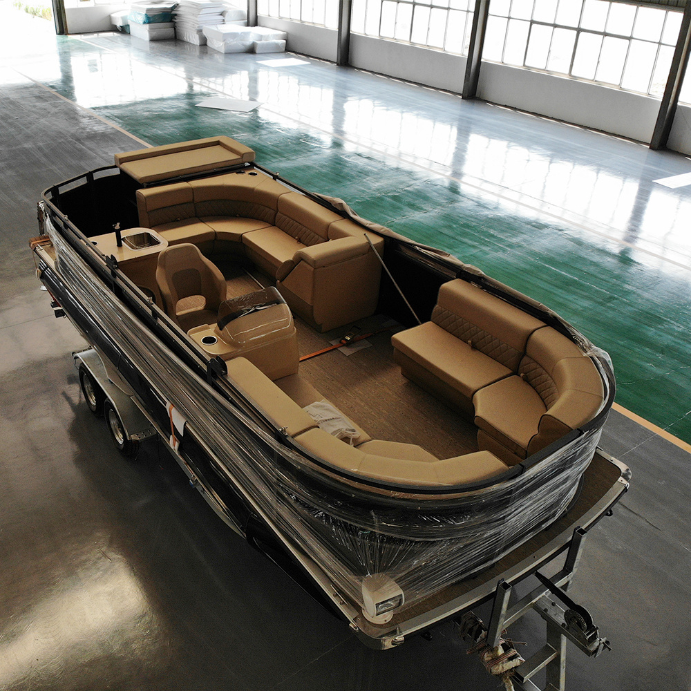 5.8m 19ft aluminium family party boat floating yacht leisure sport BBQ sport pontoon boat for sale