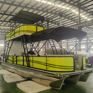 Hot-selling Aluminum Customized Slide with Pump Floating Double-decker Pontoon Boat for Sale