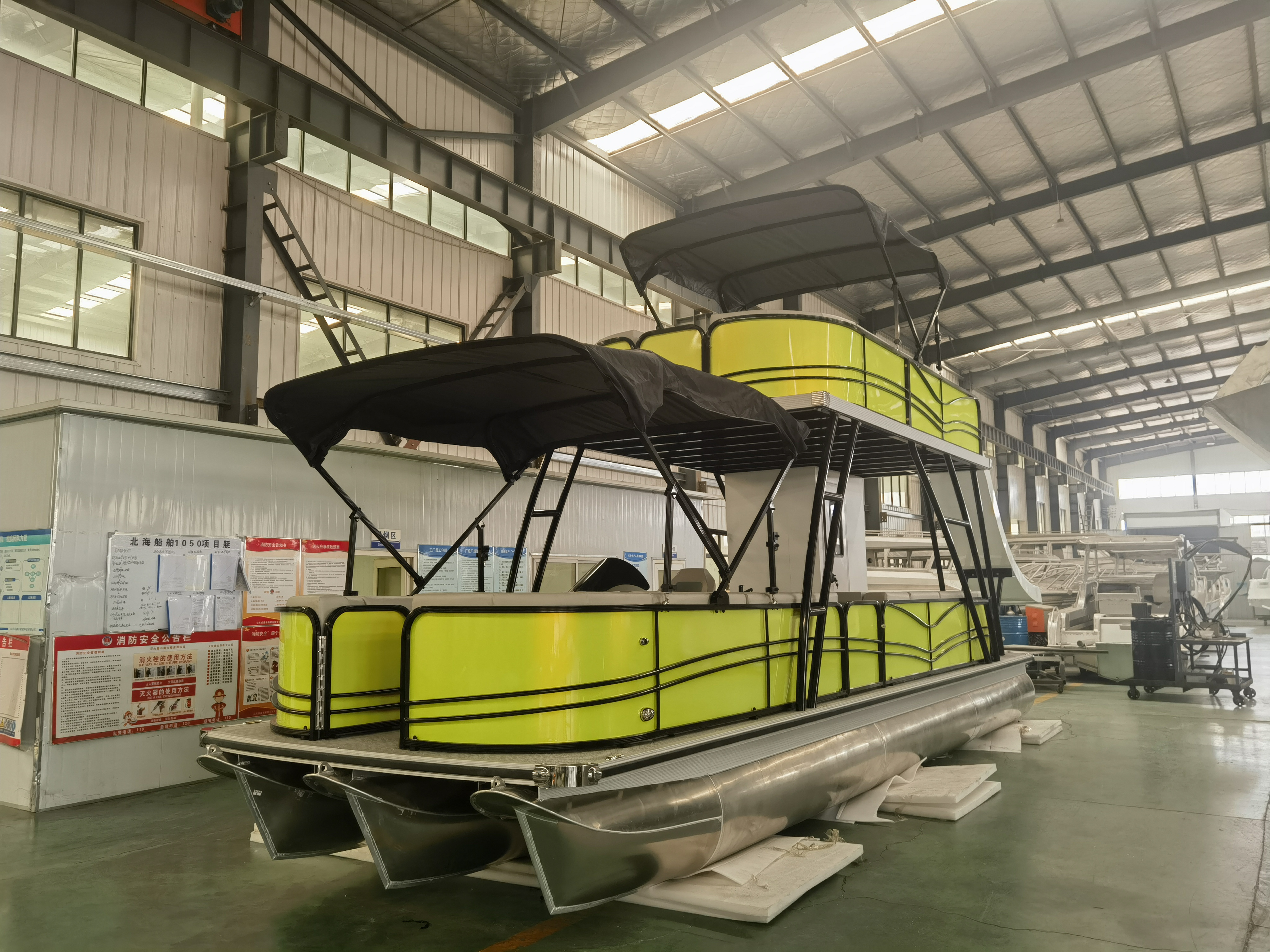 Hot-selling Aluminum Customized Slide with Pump Floating Double-decker Pontoon Boat for Sale