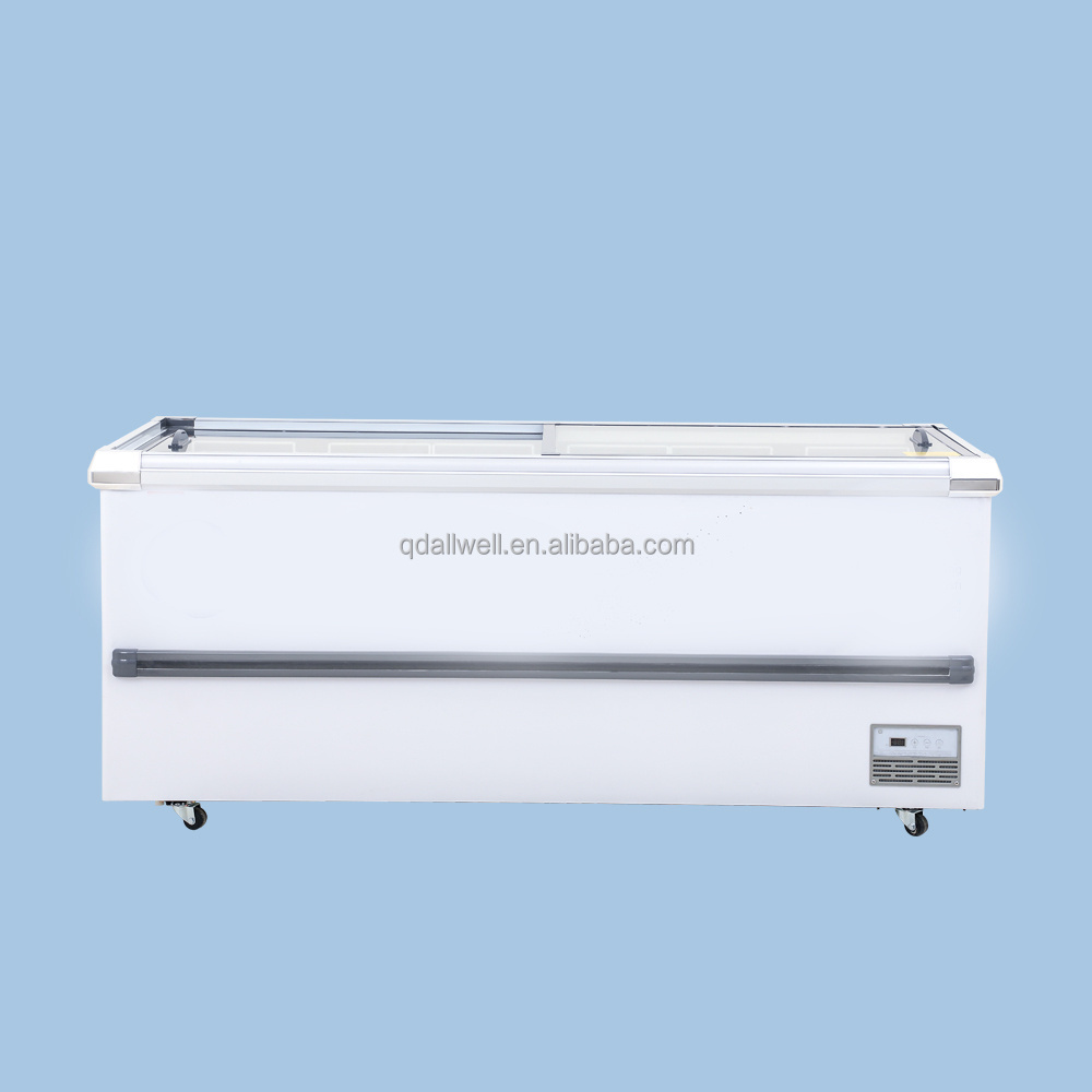 2.5m Refrigeration equipment supermarket display jumbo deep freezer for Frozen Food