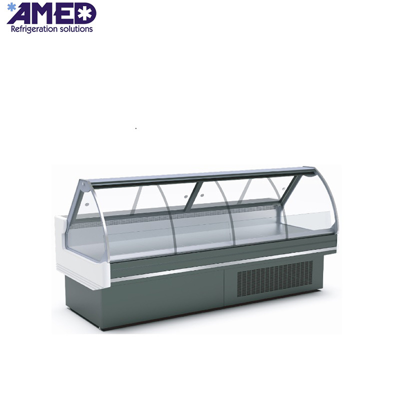 AMED Glass door horizontal refrigerator display case with fresh meat