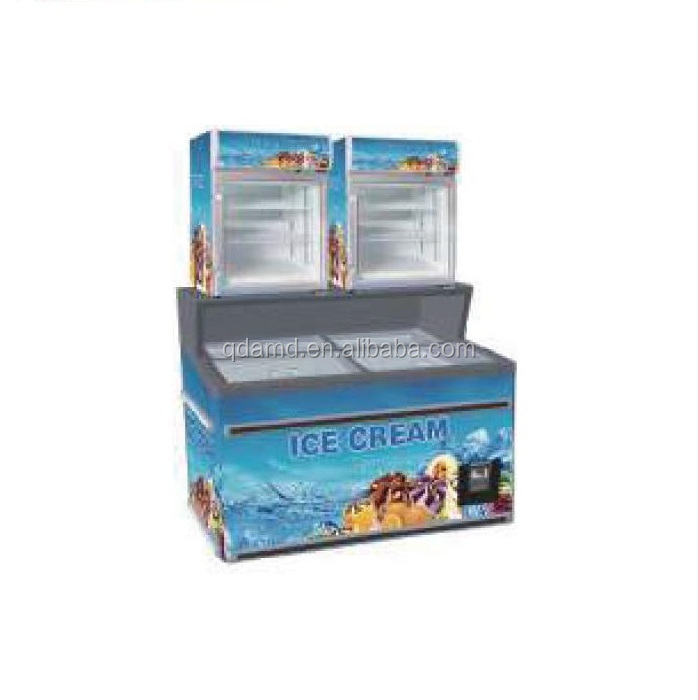 Wall mounted combi fridge ice cream freezer for supermarket and C-store