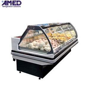 AMED Glass door horizontal refrigerator display case with fresh meat