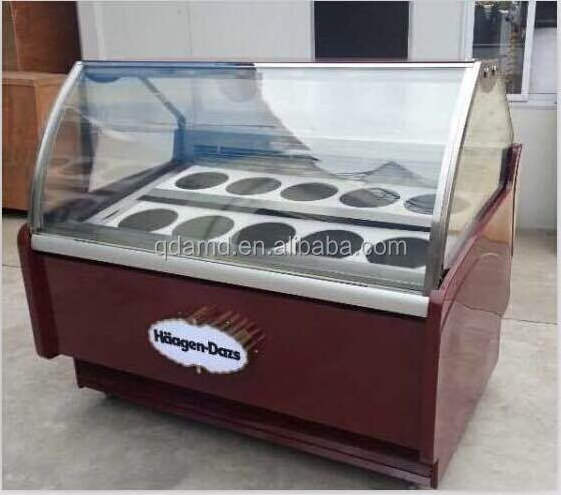 Professional free-standing ice cream gelato display freezer showcase