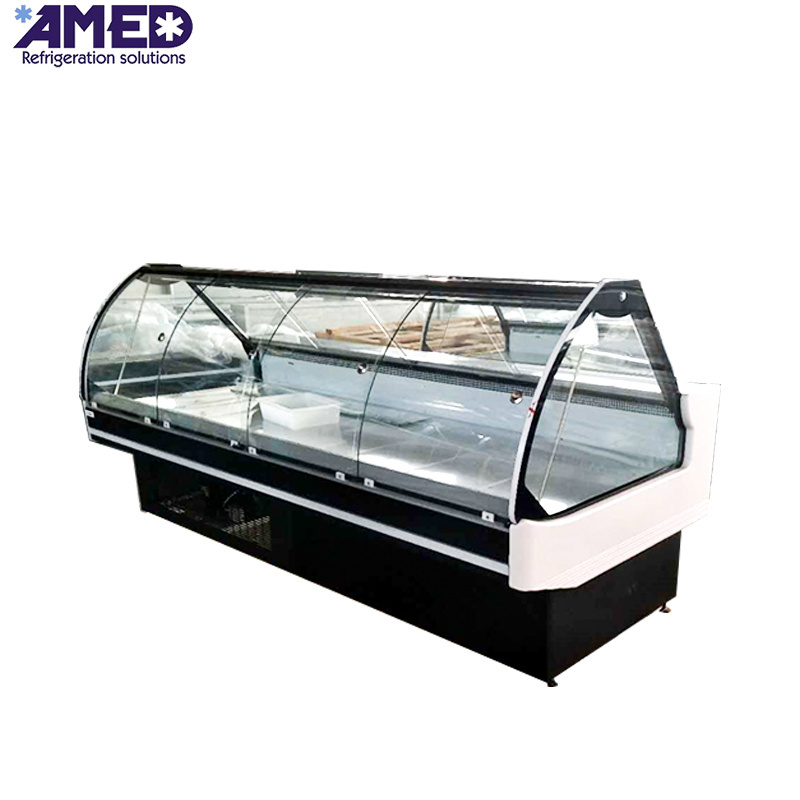 AMED Glass door horizontal refrigerator display case with fresh meat