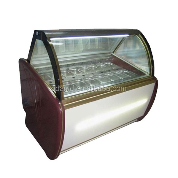 Professional free-standing ice cream gelato display freezer showcase