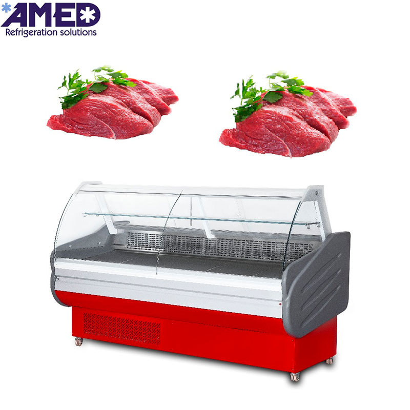 AMED Front open glass door  butcher display cooler meat and deli display refrigerator