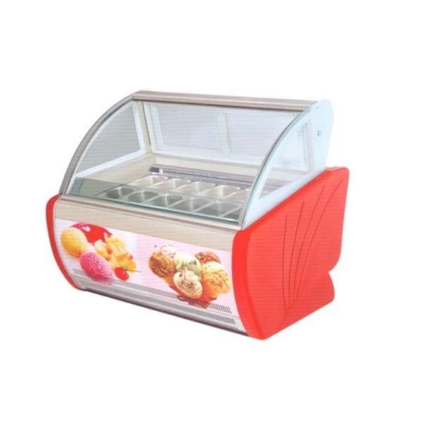 Professional free-standing ice cream gelato display freezer showcase