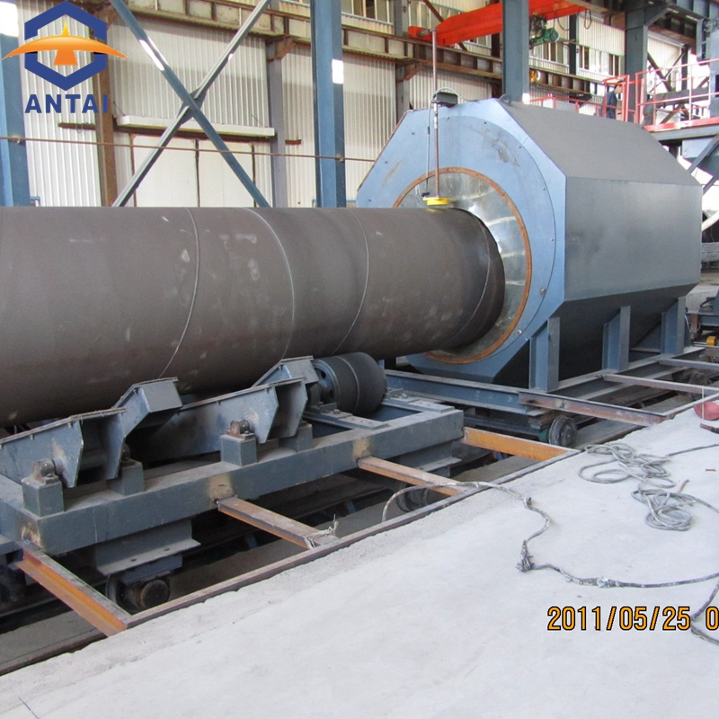 steel oil gas pipe inner wall and outer wall surface cleaning and painting shot blast machine complete line