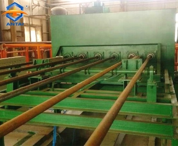 steel oil gas pipe inner wall and outer wall surface cleaning and painting shot blast machine complete line