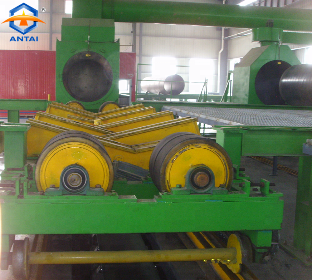 steel oil gas pipe inner wall and outer wall surface cleaning and painting shot blast machine complete line