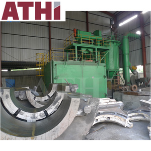 large and heavy castings forging parts cleaning rotary table trolley type shot blasting machine