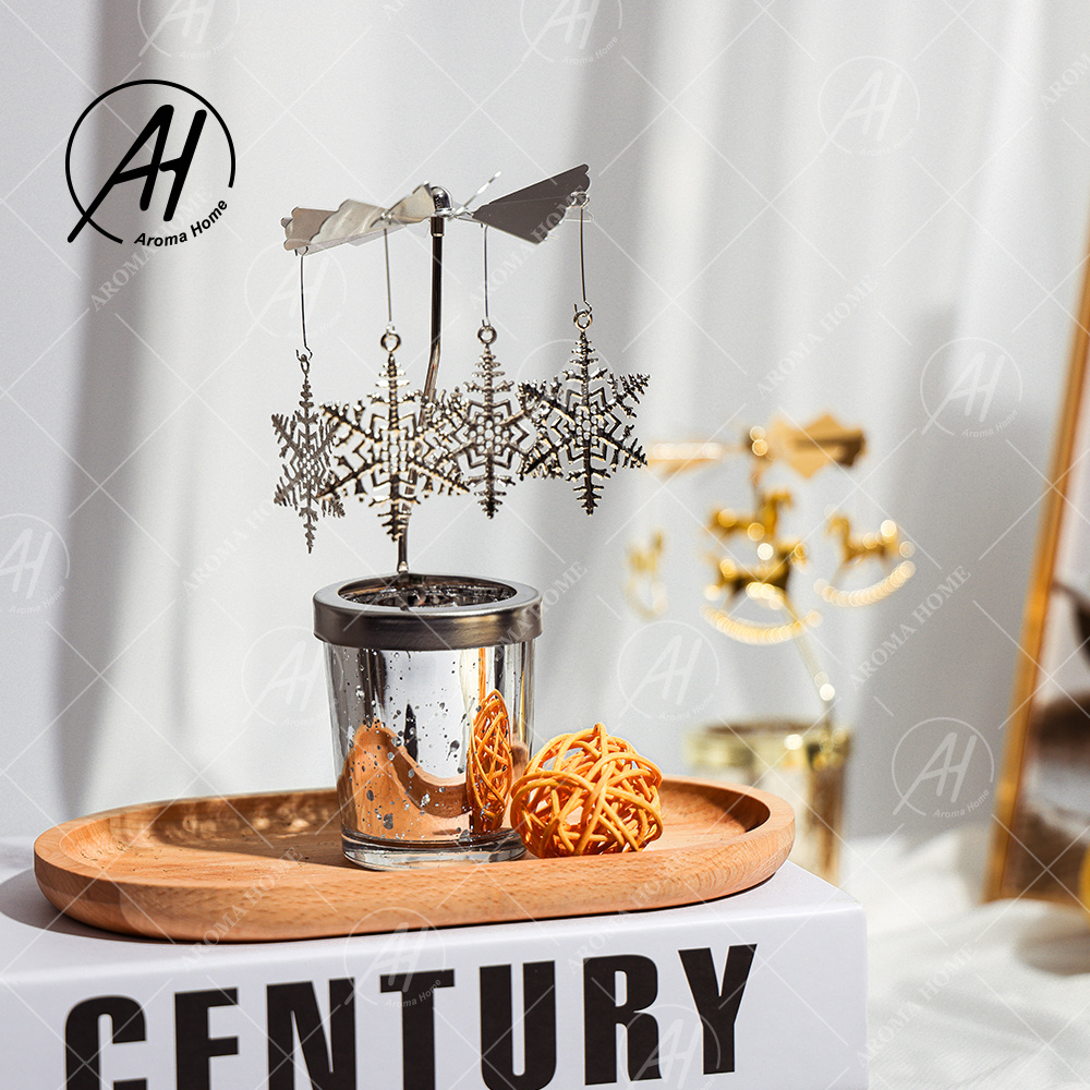 AROMA HOME INS Gold Silver Stainless Steel Merry-Go-Round Tray Candlestick Metal Other Magnetic Marquee Rotating Candle Holders