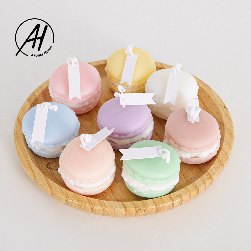 AROMA HOME Cheaper Hot Sale Unique Macaron Cake Shaped Novelty Gift Sweet Aroma Decorative Scented Candles for Table Photo Prop