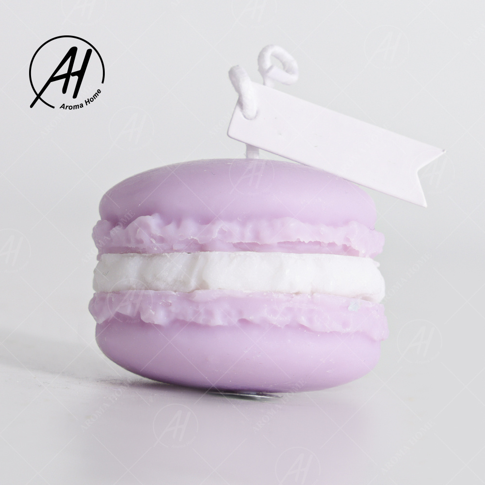 AROMA HOME Cheaper Hot Sale Unique Macaron Cake Shaped Novelty Gift Sweet Aroma Decorative Scented Candles for Table Photo Prop