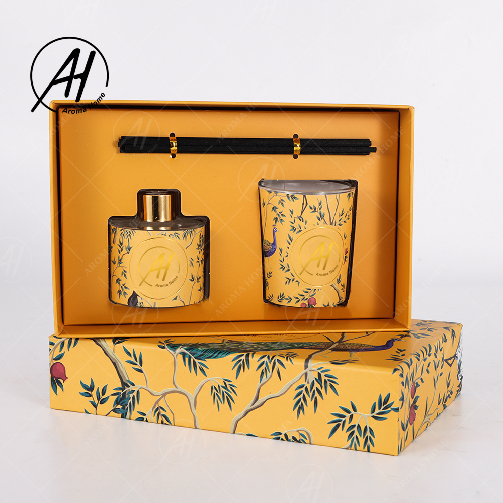 Private Label Natural Fragrance Scented Candle And Luxury Reed Diffuser Gift Set With Box