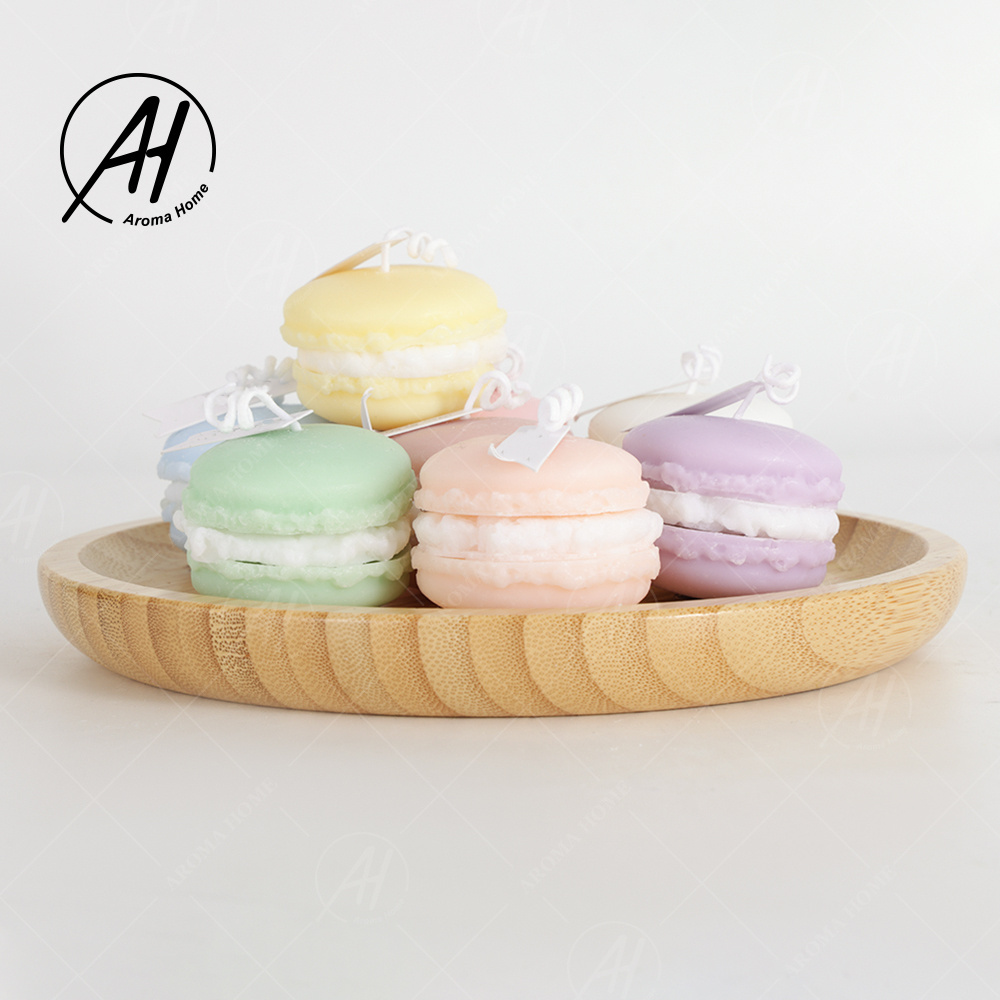 2024 AROMA HOME Custom Private Label Fruit Aroma Macaroon Mini Soy Wax Macaron Handmade Candle for Bathroom Small Scented Candle