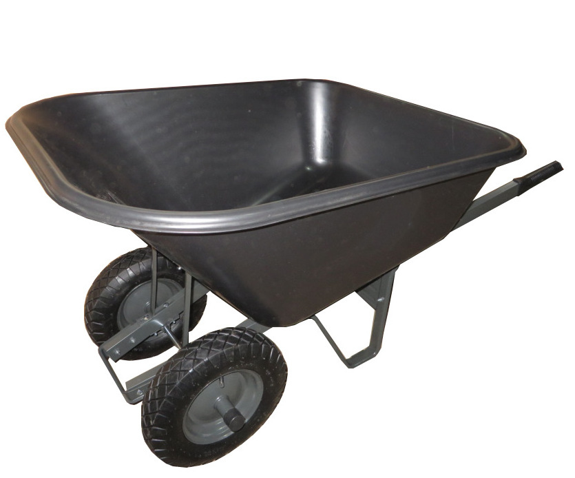 WH9600 180KG Load High Quality Heavy Duty Garden Farm Industrial Multiple Purpose Plastic Tray Two Wheels Wheelbarrow