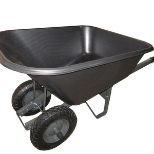 WH9600 180KG Load High Quality Heavy Duty Garden Farm Industrial Multiple Purpose Plastic Tray Two Wheels Wheelbarrow