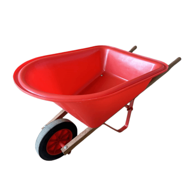 High Quality Child WB0202 Wheelbarrows Plastic Tray Solid Wheel Wooden Handle Children's Light Garden Toy Wheelbarrow