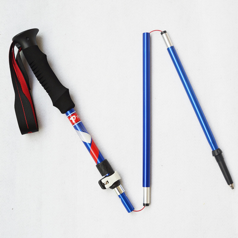 Mountaineering Lightweight Extendable Foldable Aviation Aluminum Alloy 5 Sections Climbing Stick