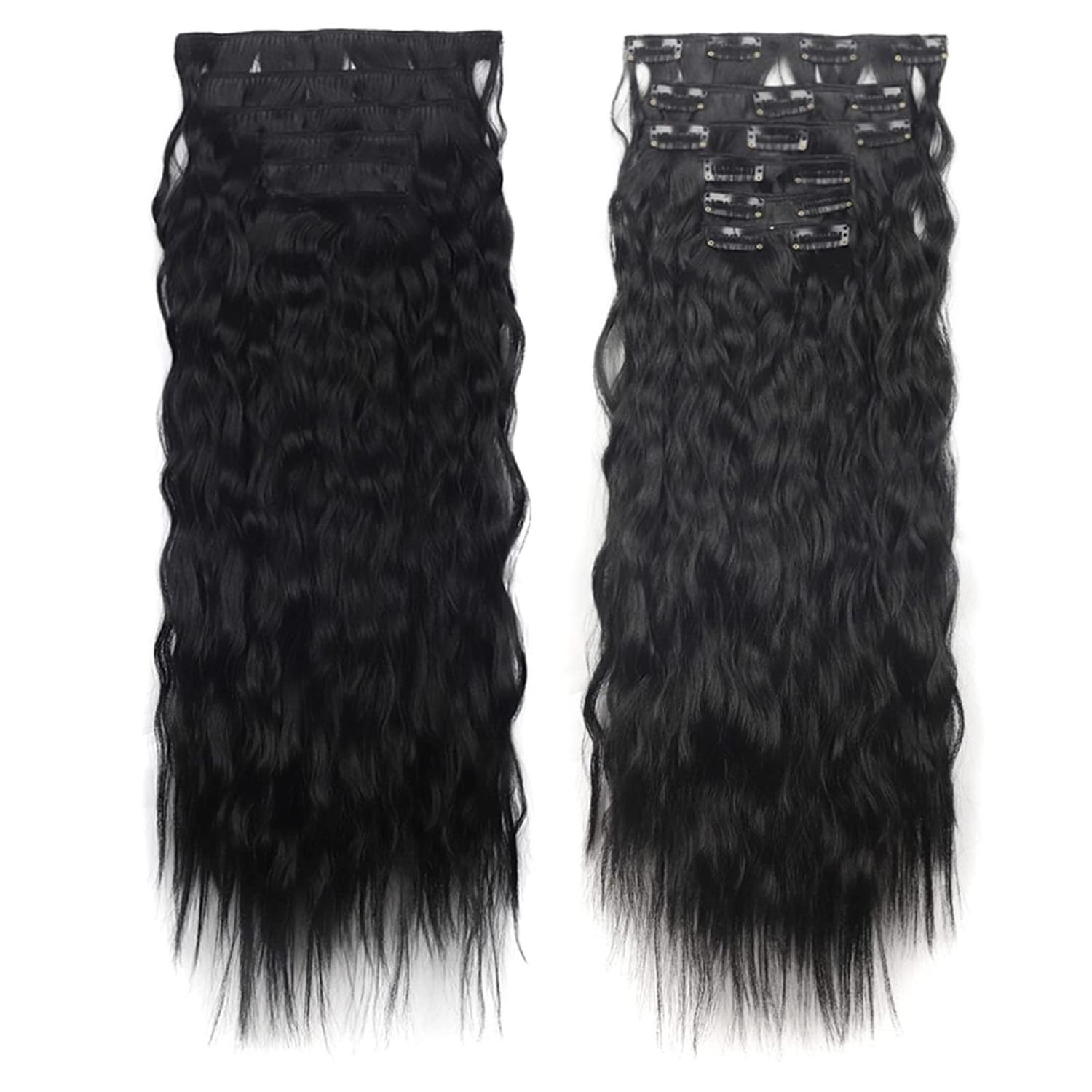 Clip in Hair Extensions 4PCS Black Thick Hair Piece 20