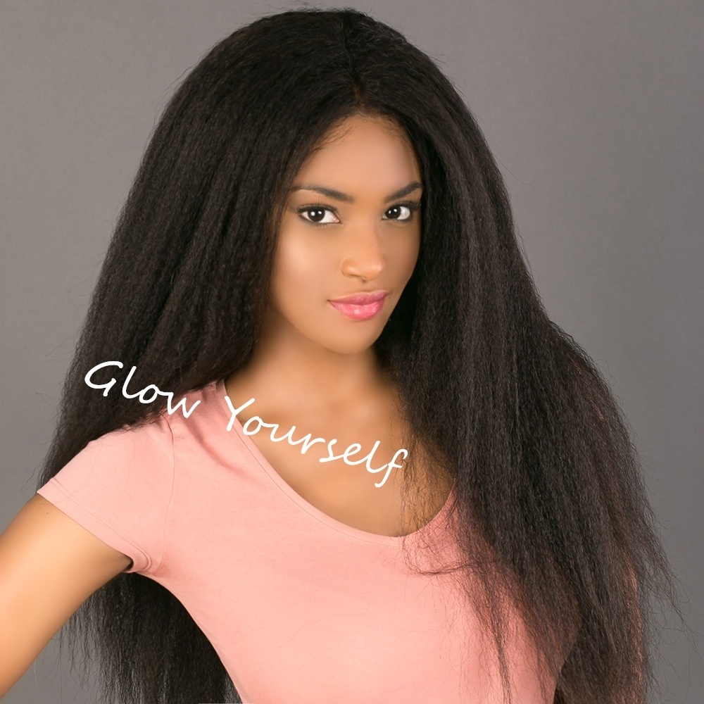 Preplucked Hairline Kinky Straight Human Hair Lace Front Wig Nautral Italian Yaki 13*6 Lace Front Human Hair Wig with Baby Hair