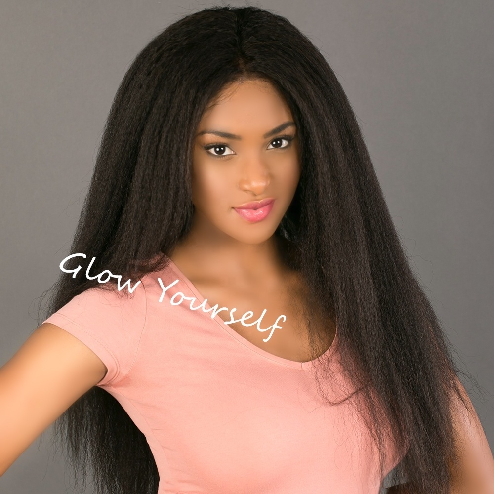 Preplucked Hairline Kinky Straight Human Hair Lace Front Wig Nautral Italian Yaki 13*6 Lace Front Human Hair Wig with Baby Hair