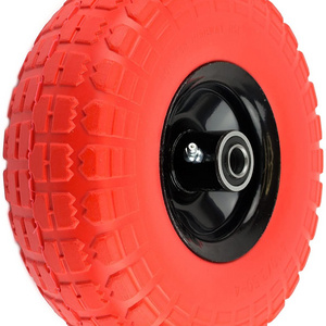 10in 4.10 3.50-4 Using Go Truck Cart Utility Wagon Wheel Flat Free Tire Wheel PU foam tire Solid airless wheel