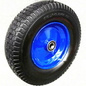 16x4.50-8 Wheelbarrow wheel, Flat free tyre and metal wheel rim with PU solid tyre for wheel barrow