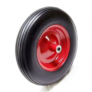 16 x 4.80/4.00-8 tire wheel, PU foam tyre with metal wheel rim, flat free airless solid tire wheelbarrow tire wheel