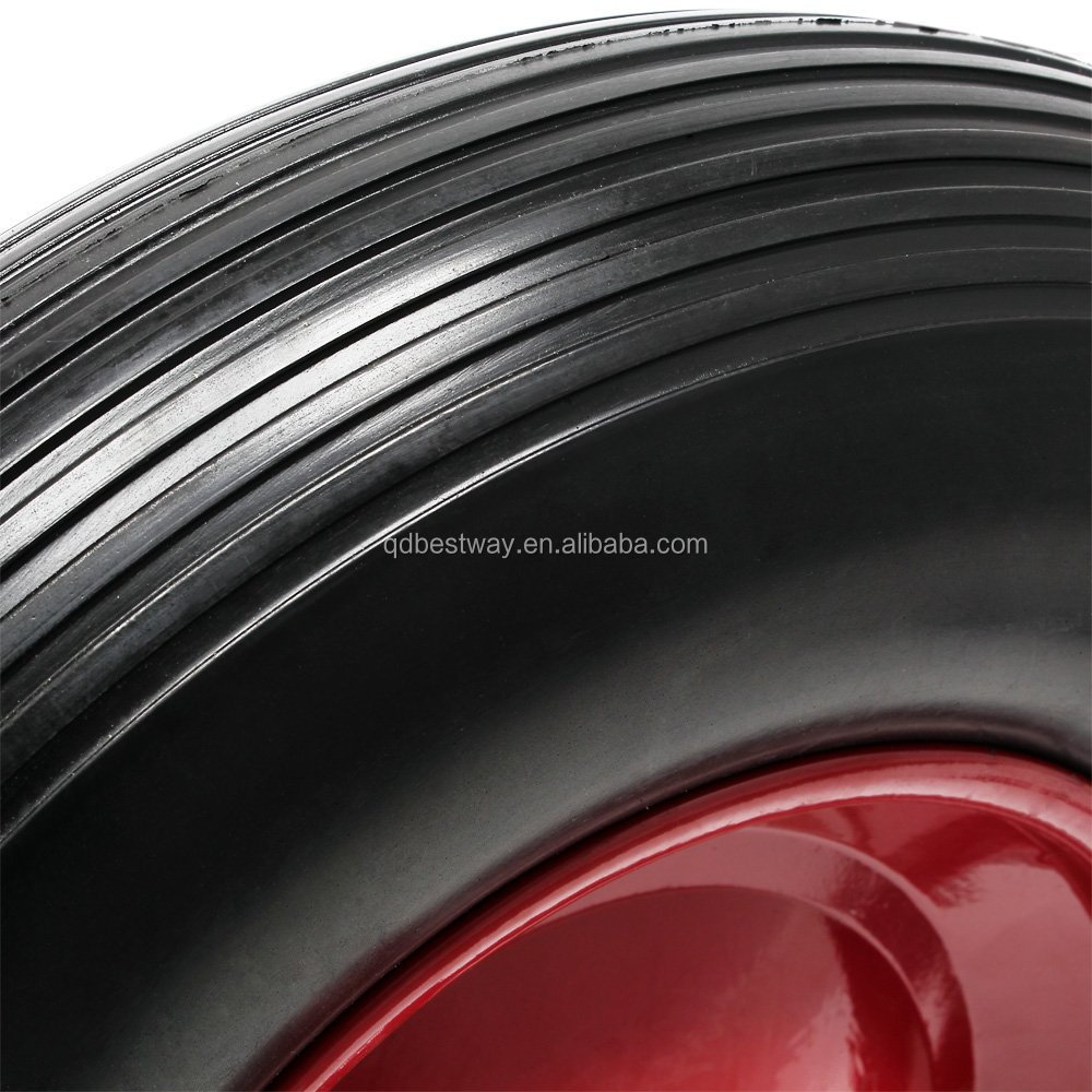 16 x 4.80/4.00-8 tire wheel, PU foam tyre with metal wheel rim, flat free airless solid tire wheelbarrow tire wheel