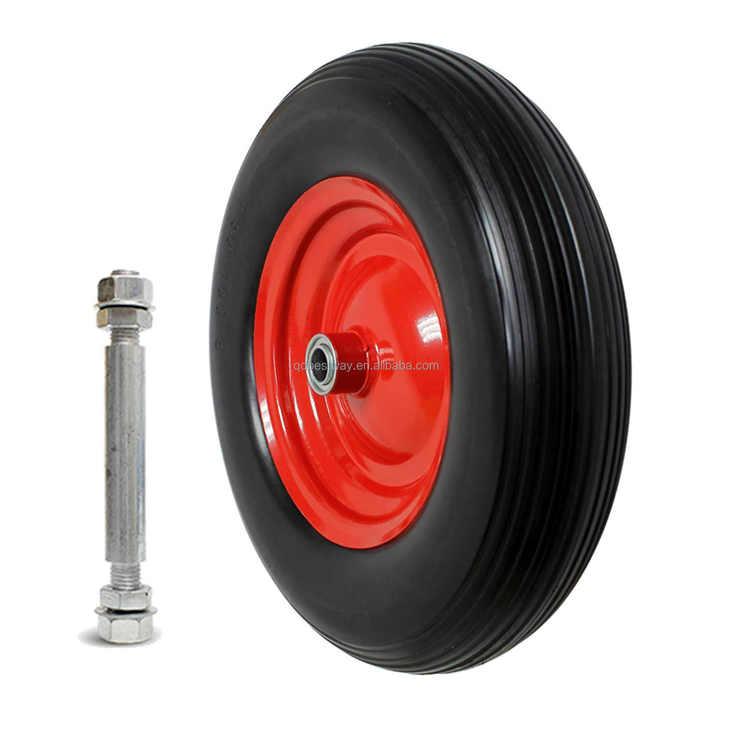 16 x 4.80/4.00-8 tire wheel, PU foam tyre with metal wheel rim, flat free airless solid tire wheelbarrow tire wheel