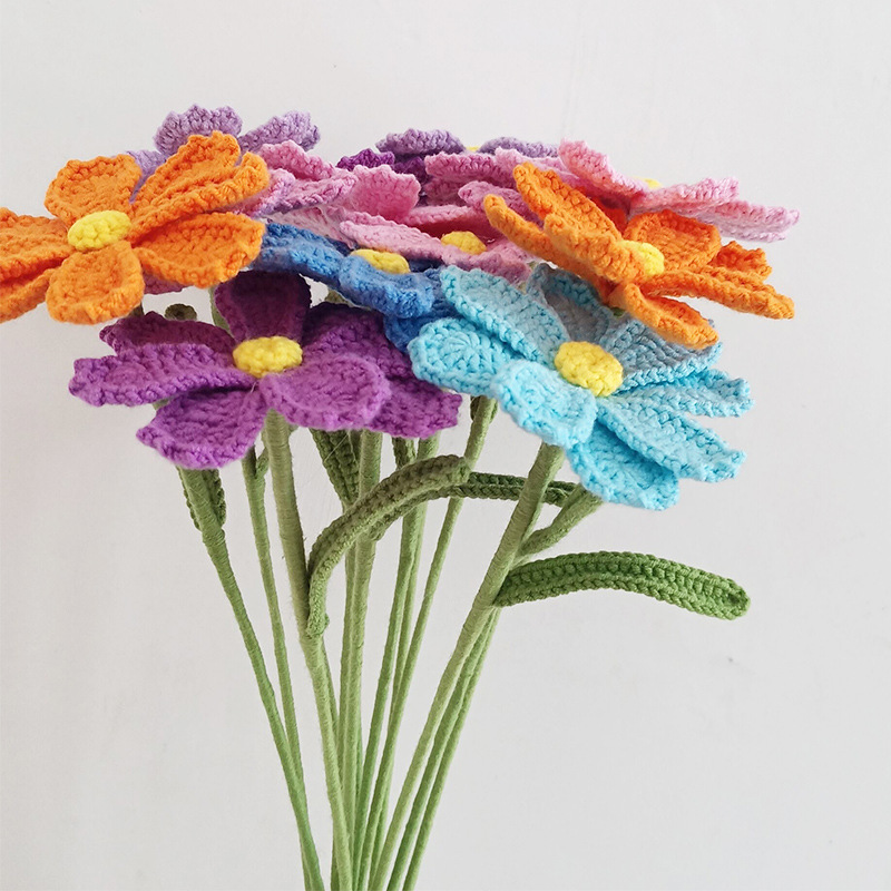 Eternal Flowers Handmade Knit Artificial Flower Home Decoration Crochet Flowers Bouquet Valley Mulberry Decorative