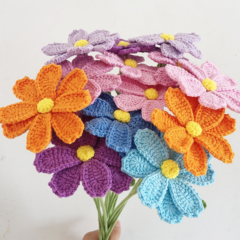 Eternal Flowers Handmade Knit Artificial Flower Home Decoration Crochet Flowers Bouquet Valley Mulberry Decorative