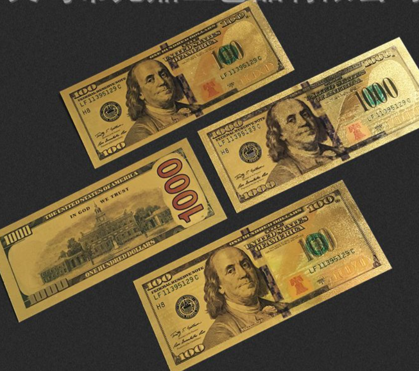 Customized gold foil USA dollar banknote United states $100 dollar bills Gold Foil Banknote For Collectible