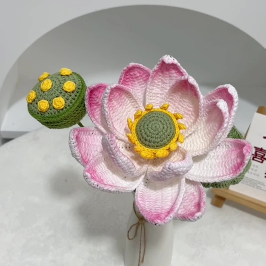 Knitted Knit Flower Finished Product Crochet Flowers Free Pattern Crochet Flower Bouquet Home Decoration