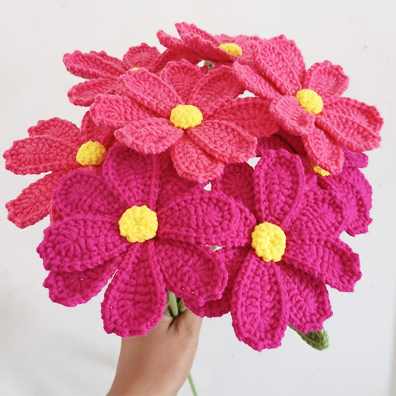 Eternal Flowers Handmade Knit Artificial Flower Home Decoration Crochet Flowers Bouquet Valley Mulberry Decorative