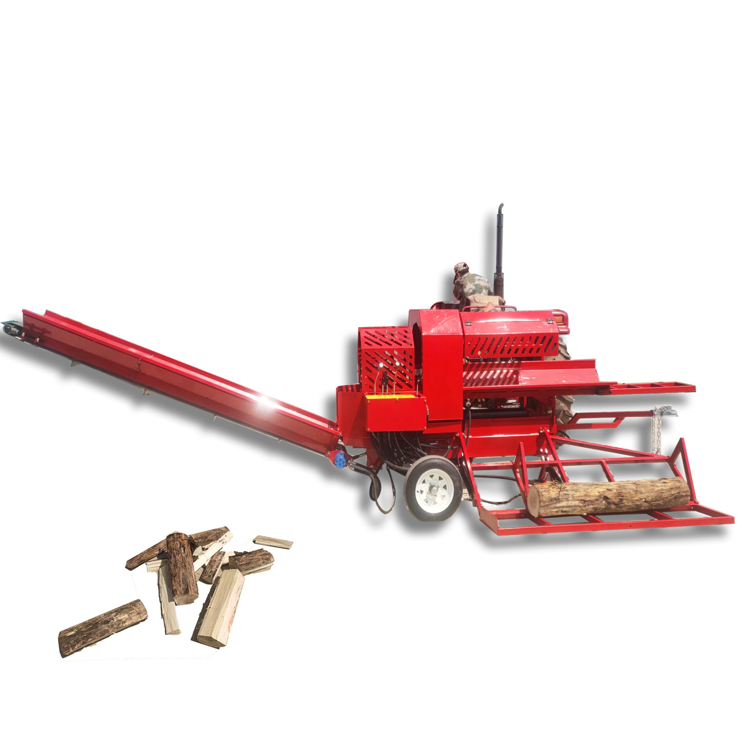 Processed CE Approved Tractor Powered Pto Firewood Processor Mechanical  Production Log Splitter