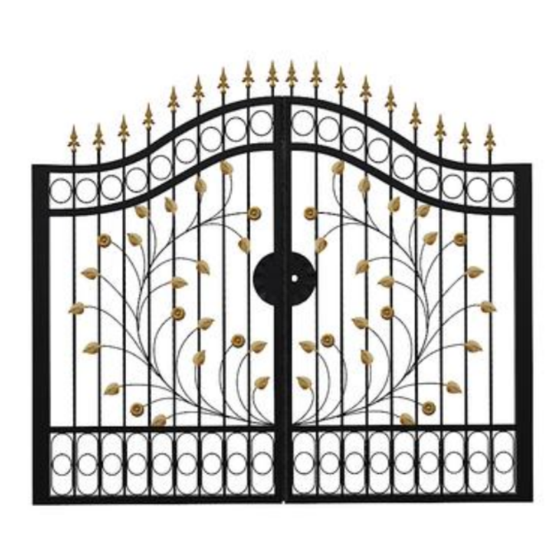 Custom Design Tree Pattern Wrought Iron Driveway Gate Double Swing Electric/Manual Open Gates