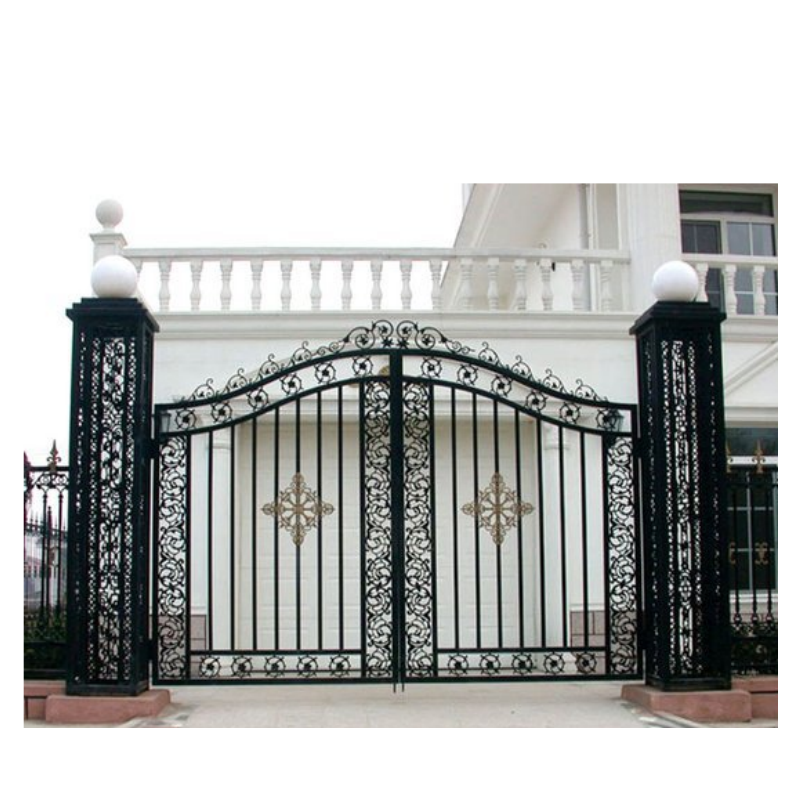 Custom Design Tree Pattern Wrought Iron Driveway Gate Double Swing Electric/Manual Open Gates