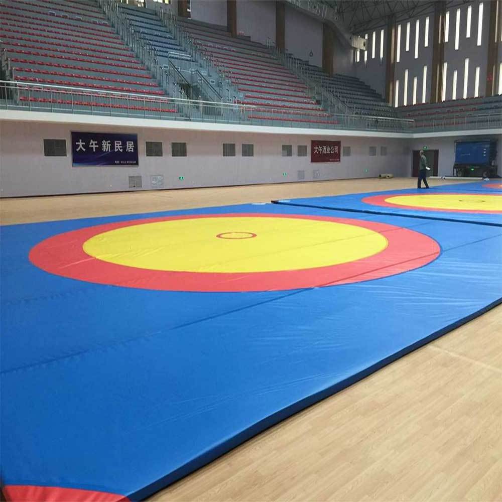 Factory Price 12m Traditional Wrestling Classical Wrestling Mat Used PVC Leather Vinyl Cover XPE Foam Mat For Sale