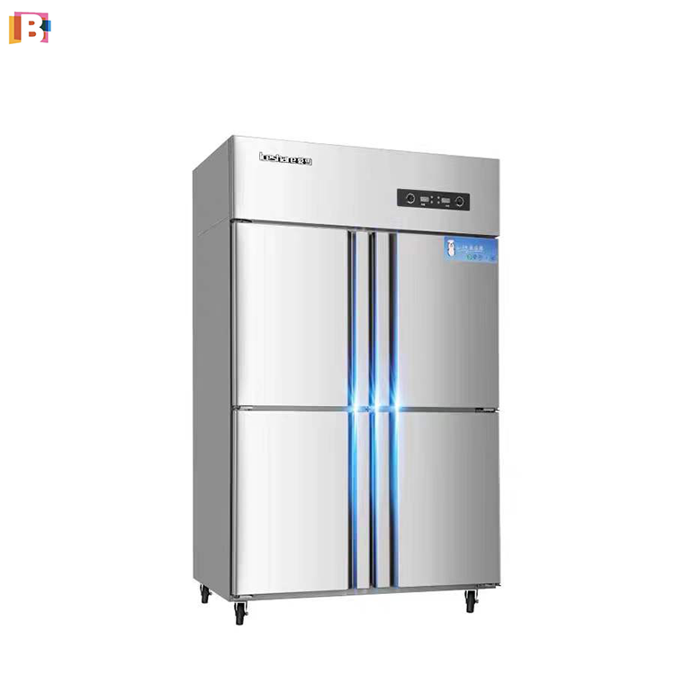 Stainless Steel 4 Doors Refrigerator Kitchen Cabinet Refrigerator Cooling Drinks Upright Fridge Freezer