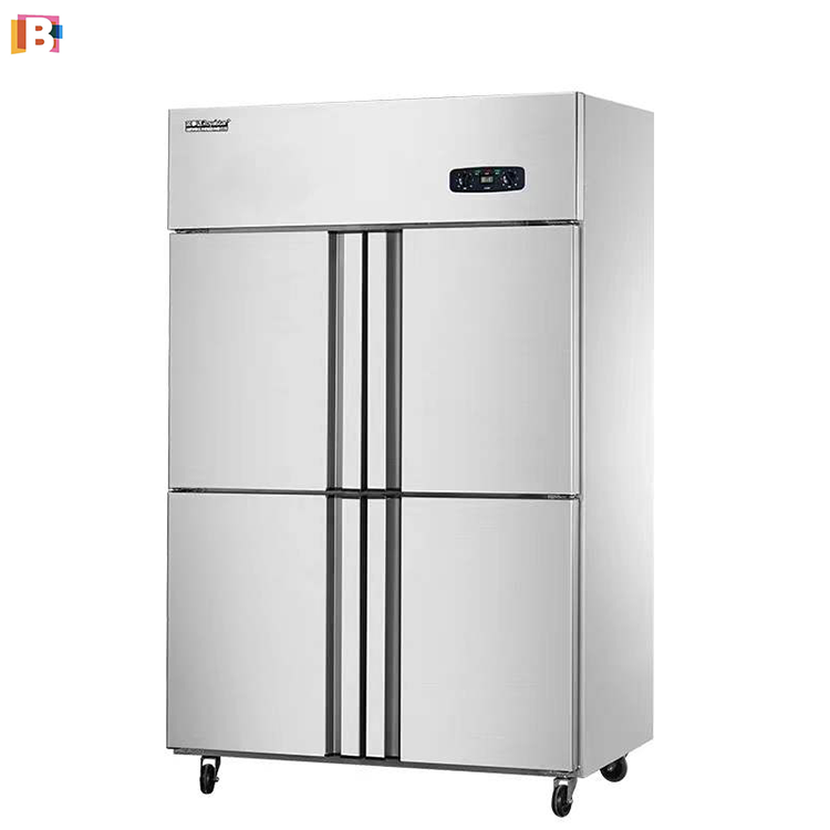 Stainless Steel 4 Doors Refrigerator Kitchen Cabinet Refrigerator Cooling Drinks Upright Fridge Freezer