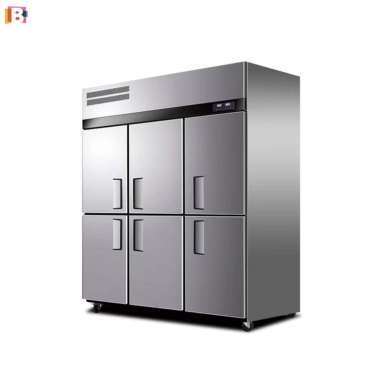 Stainless Steel 4 Doors Refrigerator Kitchen Cabinet Refrigerator Cooling Drinks Upright Fridge Freezer