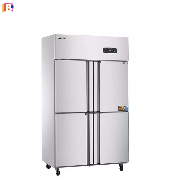 Stainless Steel 4 Doors Refrigerator Kitchen Cabinet Refrigerator Cooling Drinks Upright Fridge Freezer