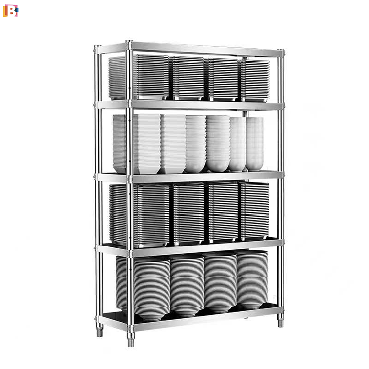 Commercial Restaurant Stainless Steel Kitchen Storage Rack Shelf With Plate Shelves