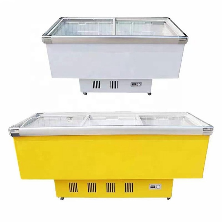 Commercial Refrigerator Fridge Display Supermarket Open Island Freezer Display Case Horizontal Deep Freezer refrigerator